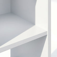 White Wood Bookcase with Spacious Shelves and Sleek Design