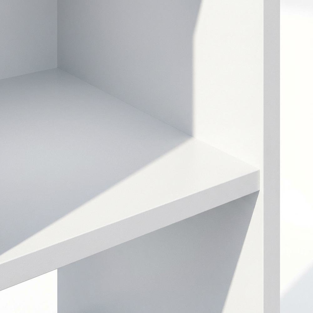 White Wood Bookcase with Spacious Shelves and Sleek Design