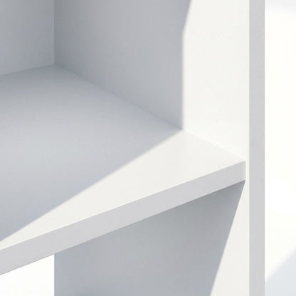 White Wood Bookcase with Spacious Shelves and Sleek Design