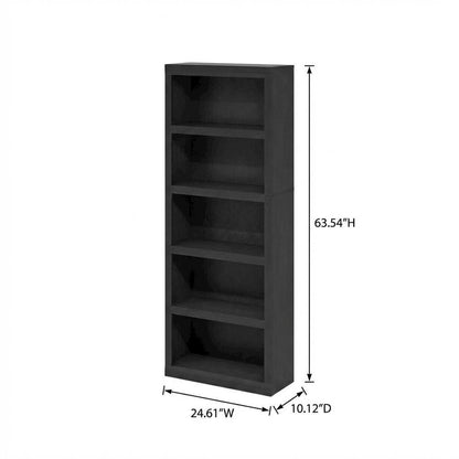 Bookcase in black wood with spacious open shelves for versatile storage