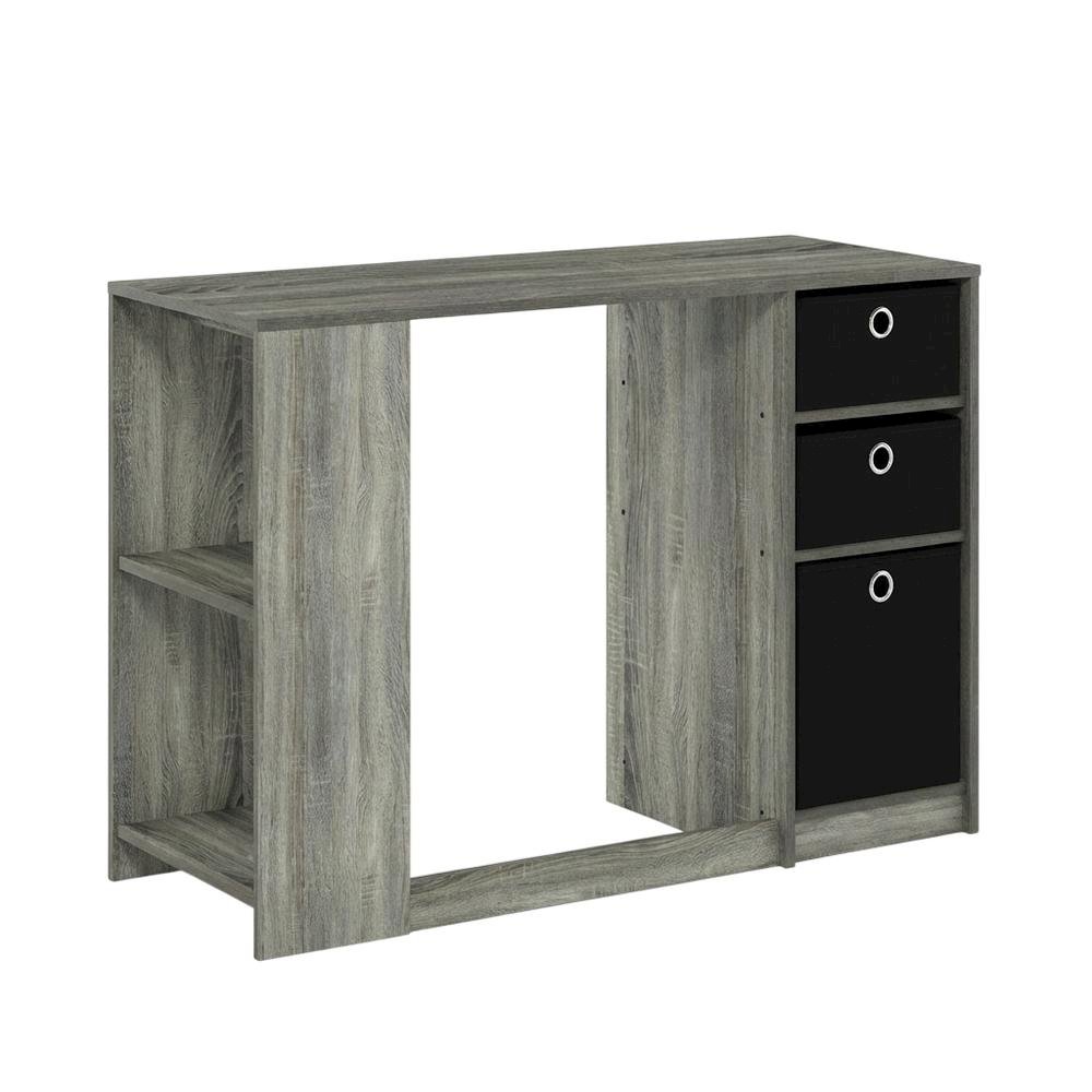 Modern computer desk in French Oak Grey - spacious workspace, sturdy build