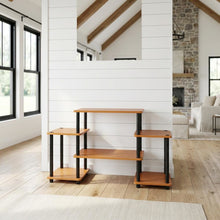 Light Cherry and Black no tools entertainment center with spacious design