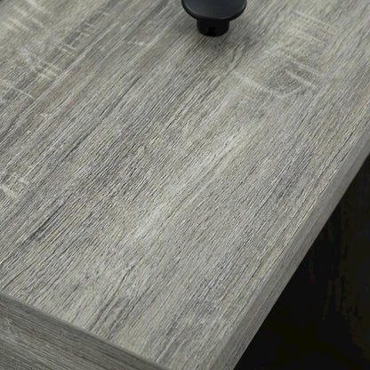 Nightstand with Grey Finish and Wood Construction for Bedroom Storage