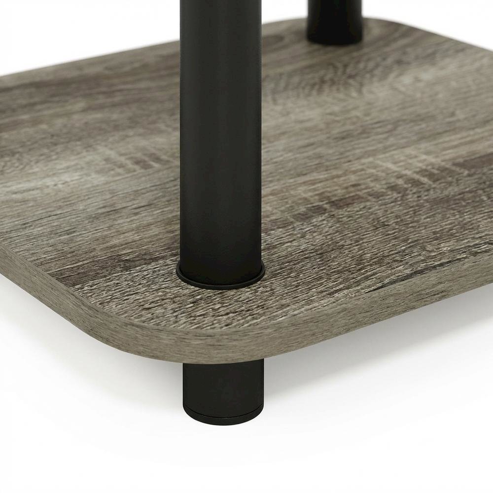 French Oak and Black 3-Tier Curved End Table for Living Room