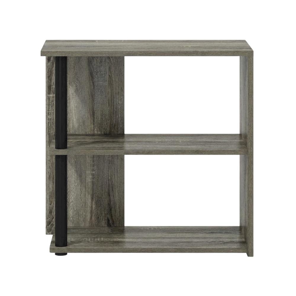 French Oak and Black Finish 2-Tier End Table with Stylish Storage