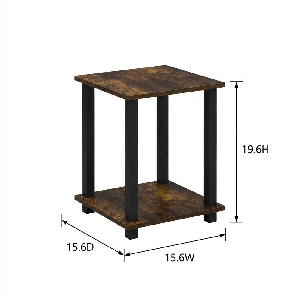 Amber Pine and Black Finish End Table Set with Modern Design