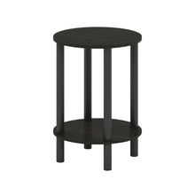 Round Wooden End Table with Espresso and Black Finish, Modern Side Table