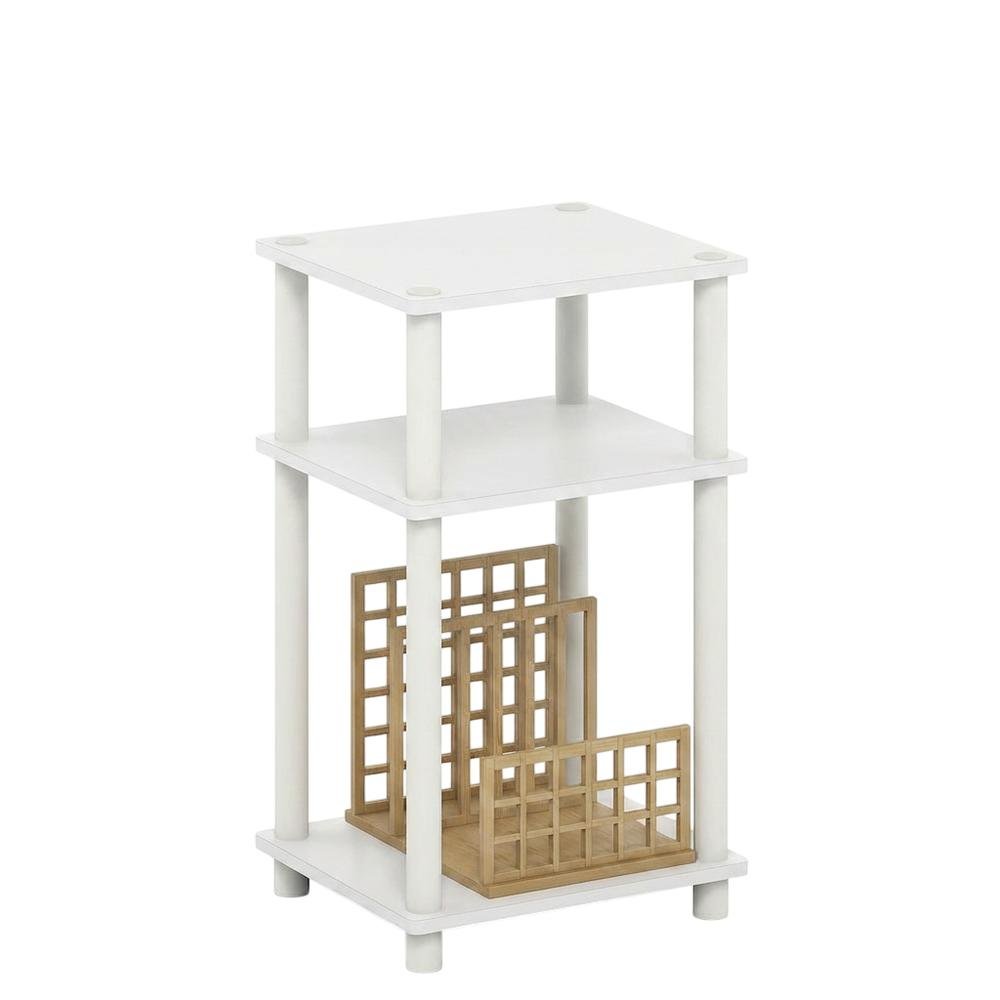 White 3-Tier Side Table with Modern End and Bedside Design
