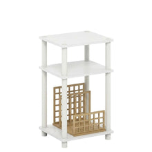 White 3-Tier Side Table with Modern End and Bedside Design