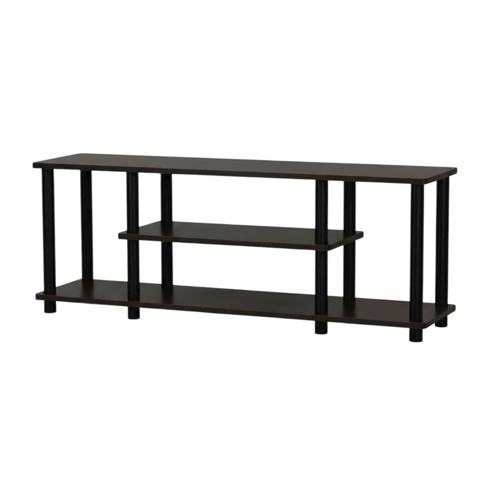 Walnut TV Stand with 3-Tier Open Storage and Modern Design