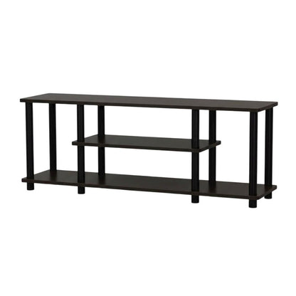 Walnut TV Stand with 3-Tier Open Storage and Modern Design