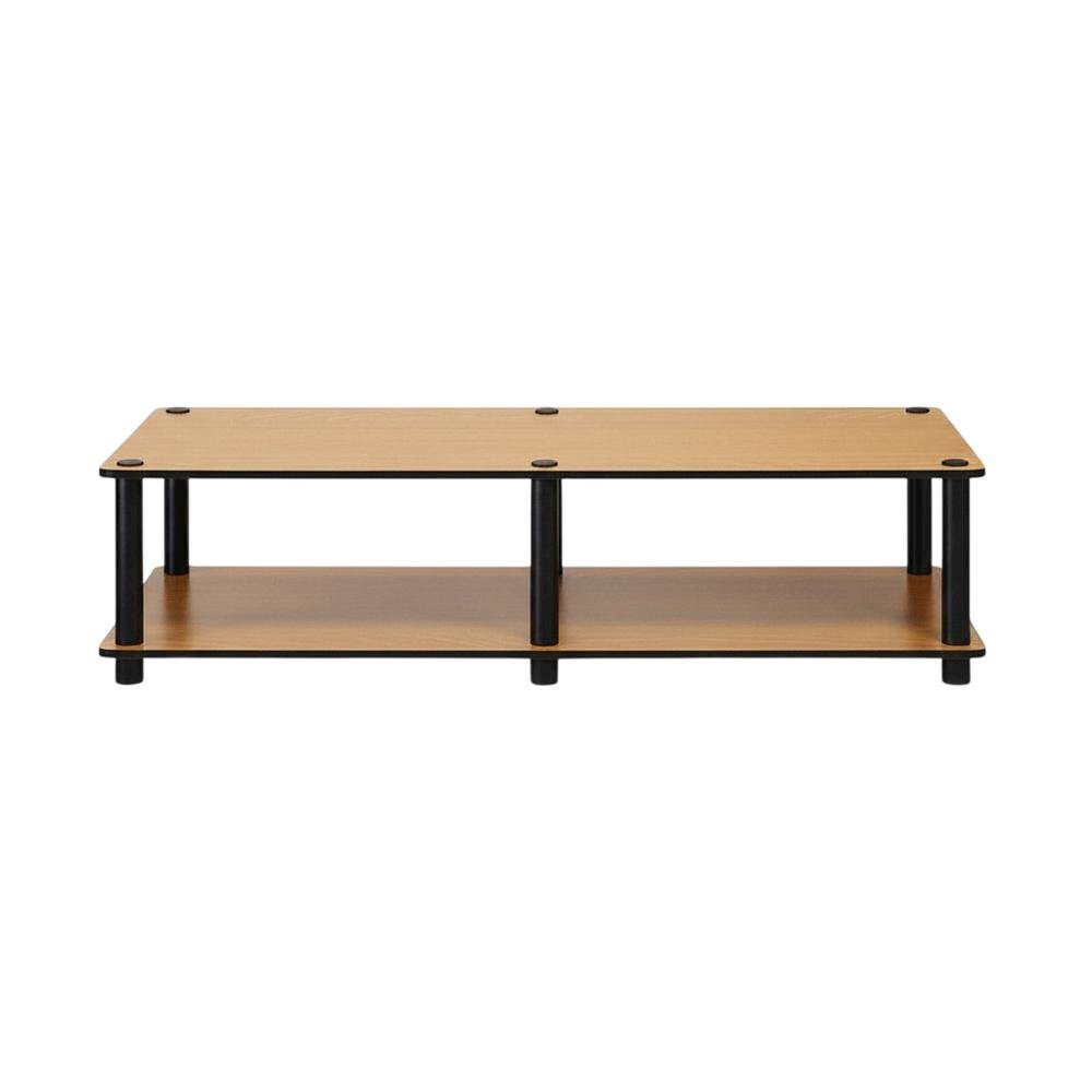 Light Cherry and Black TV Stand with Composite Wood and PVC Tubes