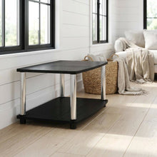 Wooden TV Stand with Americano/Chrome Finish, Elevated Design, No Tools Required