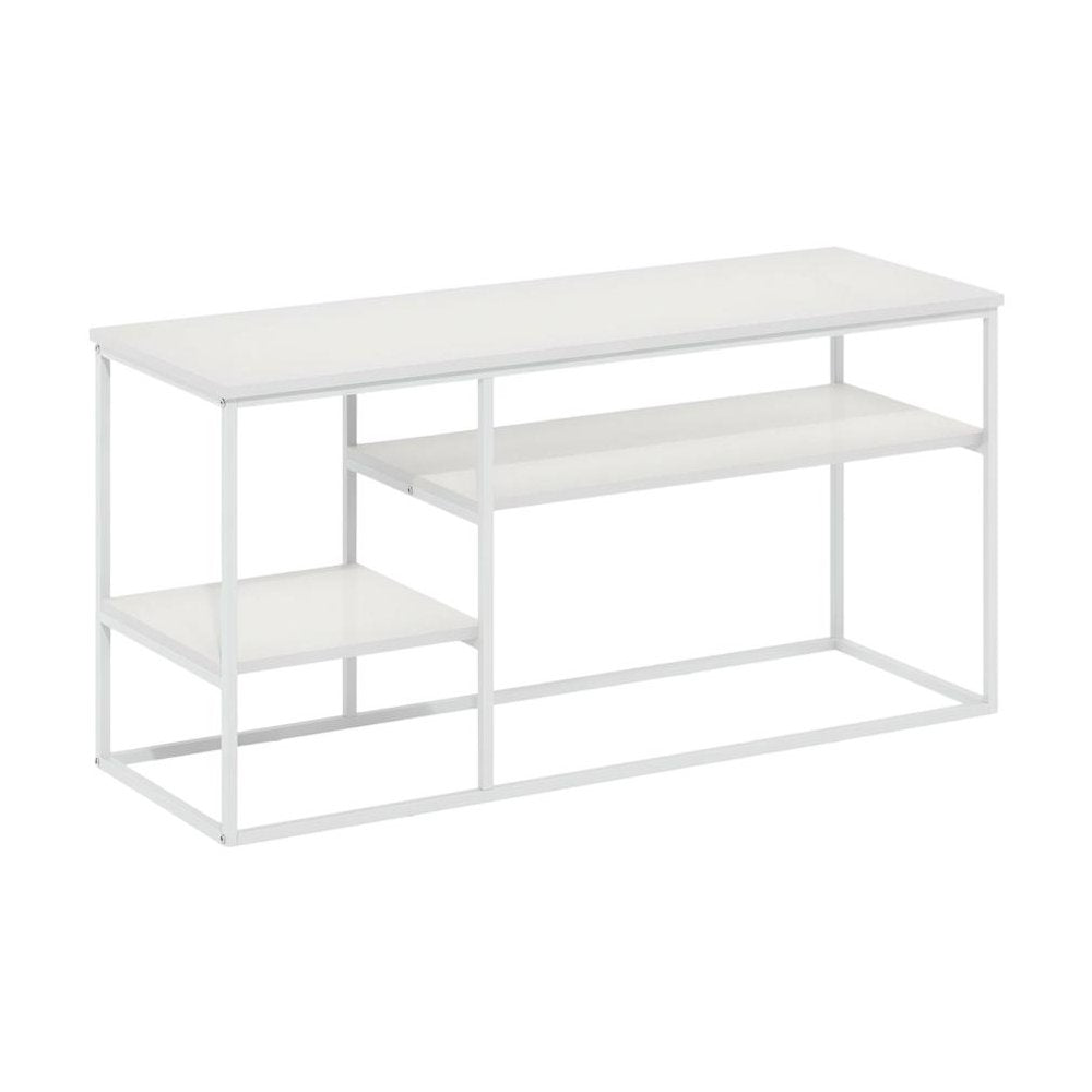Modern White TV Stand for TVs up to 50 Inch with Solid Wood and Walnut Veneers