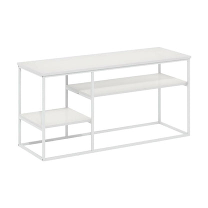 Modern White TV Stand for TVs up to 50 Inch with Solid Wood and Walnut Veneers