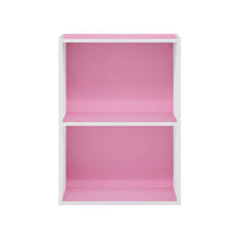 Pink 2-Tier Open Shelf Bookcase with Wooden Construction