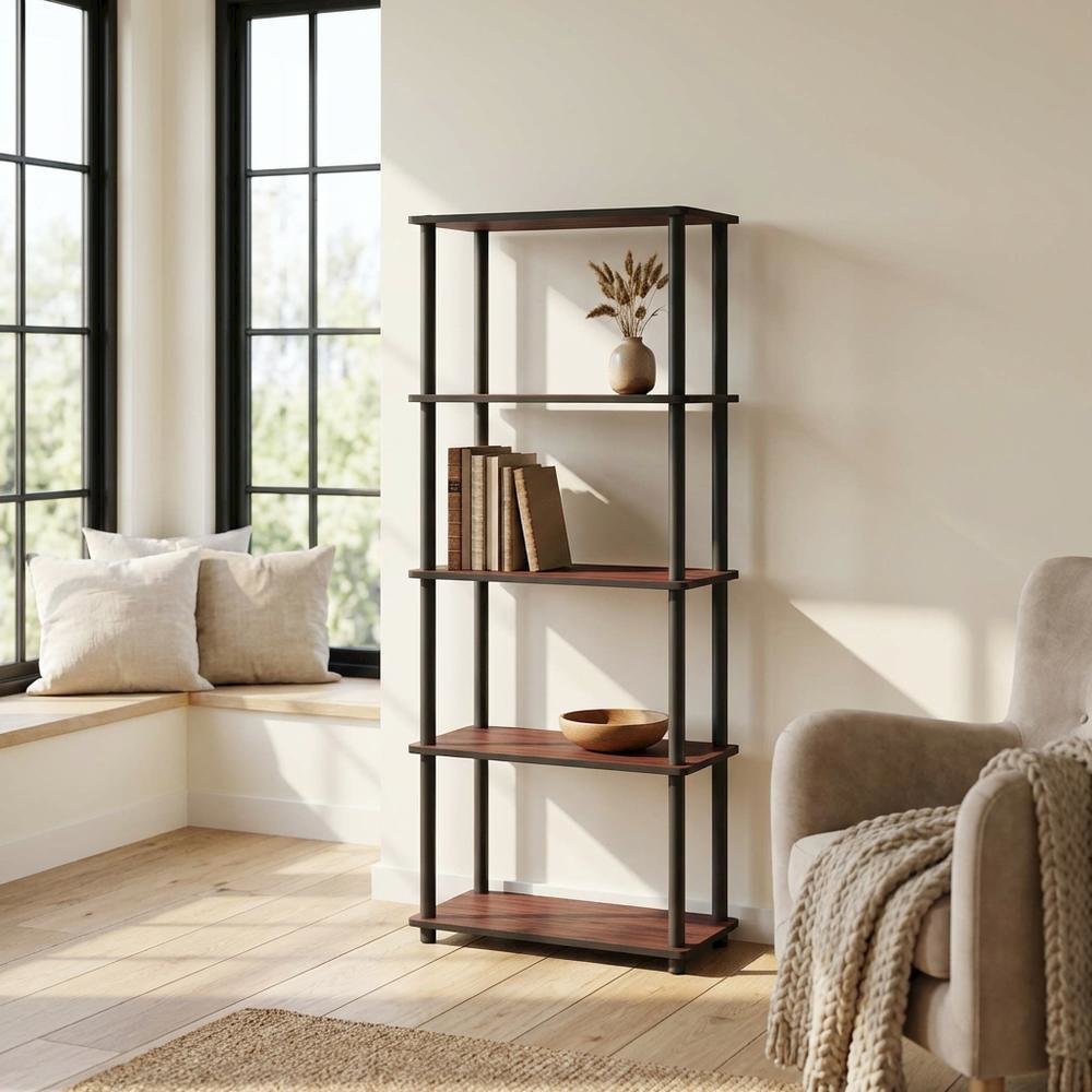 Wooden bookcase with sleek design and versatile storage