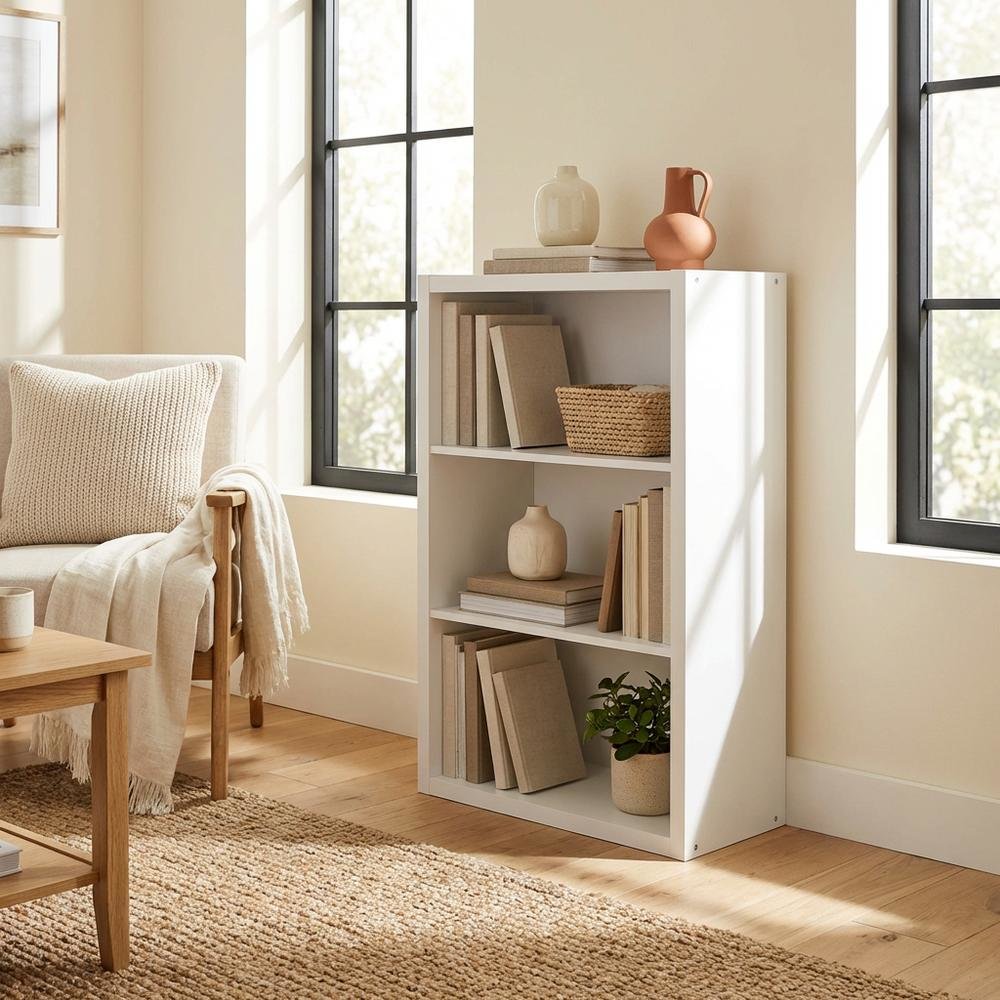 Wooden bookcase with clean design and sturdy construction