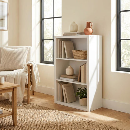 Wooden bookcase with clean design and sturdy construction