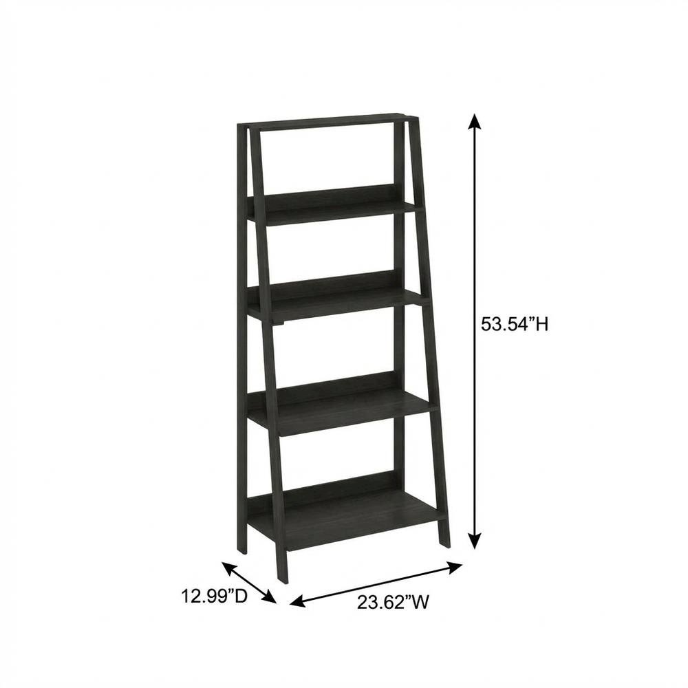 Black 5-Tier Ladder Shelf for Books and Display Storage