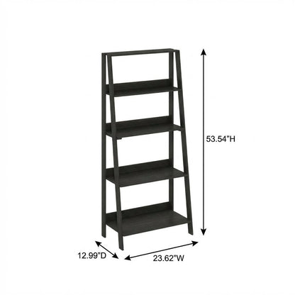Black 5-Tier Ladder Shelf for Books and Display Storage