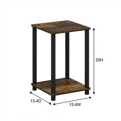 Amber Pine and Black Finish End Table with Modern Design