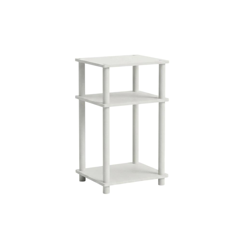 White 3-Tier End Table with Multi-level Storage and Modern Design