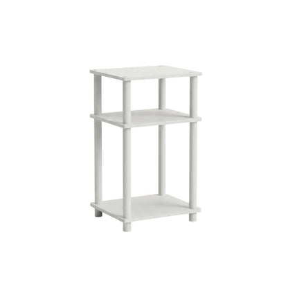 White 3-Tier End Table with Multi-level Storage and Modern Design