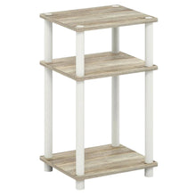 Light Oak 3-Tier End Table with Multi-Level Storage for Bedroom and Living Room