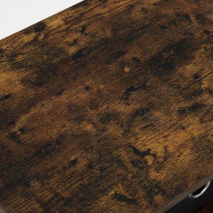 Amber Pine and Black Tall End Table with Storage Bin for Living Room