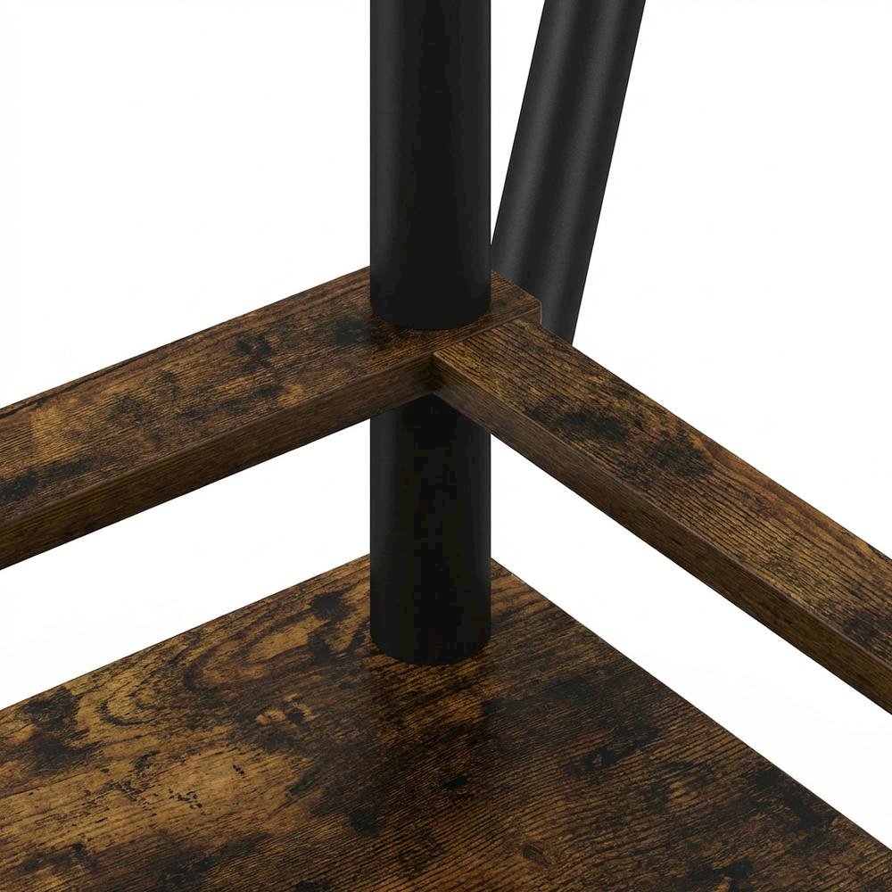 Amber Pine and Black Tall End Table with Storage Bin for Living Room