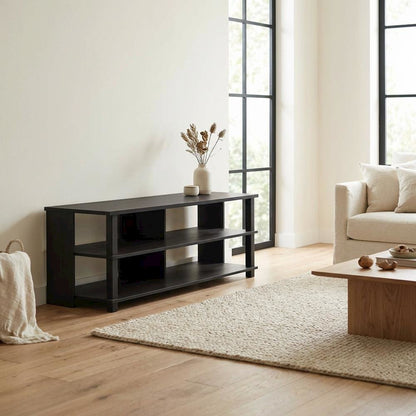 Wooden 3-Tier TV Stand, TVs up to 50 inches, Espresso/Black finish, spacious