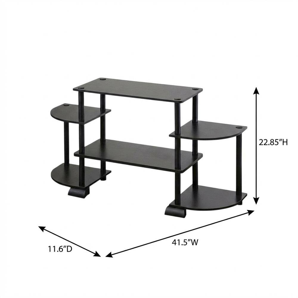 TV stand in Espresso/Black, composite wood, PVC tubes, modern style