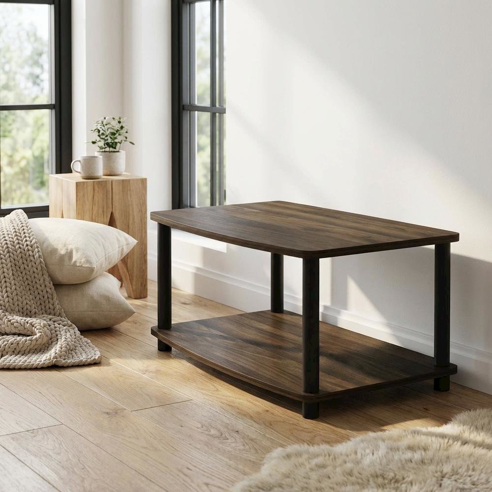 Wooden TV stand with elevated design and no tools required