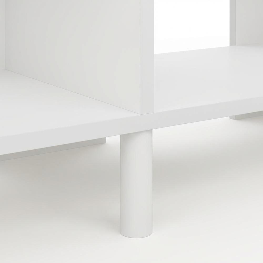 Modern TV stand, up to 60-inch TVs, metal, wood construction, clean white finish