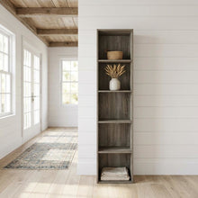 Rustic French Oak 5-Tier Open Shelf Bookcase with Durable Wood Construction