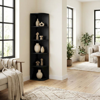 Blackwood 5-Tier Corner Open Shelf Bookcase with Spacious Storage