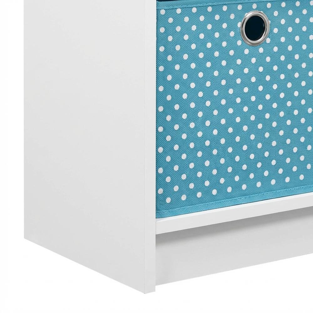 White 3x2 Bookcase with Storage Bins and Open Shelving