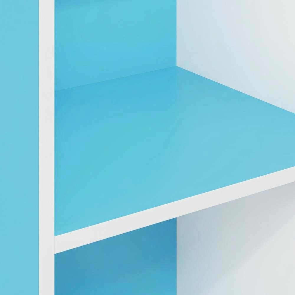 Light Blue Wood 5-Tier Open Bookcase with Spacious Shelves for Storage