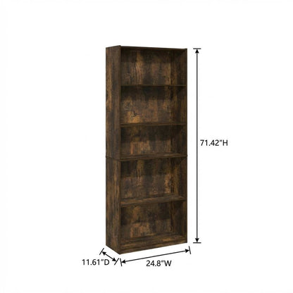 Wooden Bookcase in Finish with Open Shelves for Living Room Storage