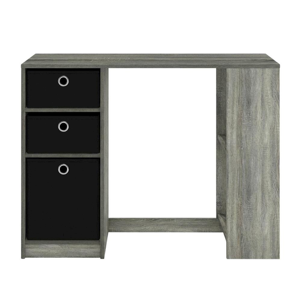 Modern computer desk in French Oak Grey - spacious workspace, sturdy build