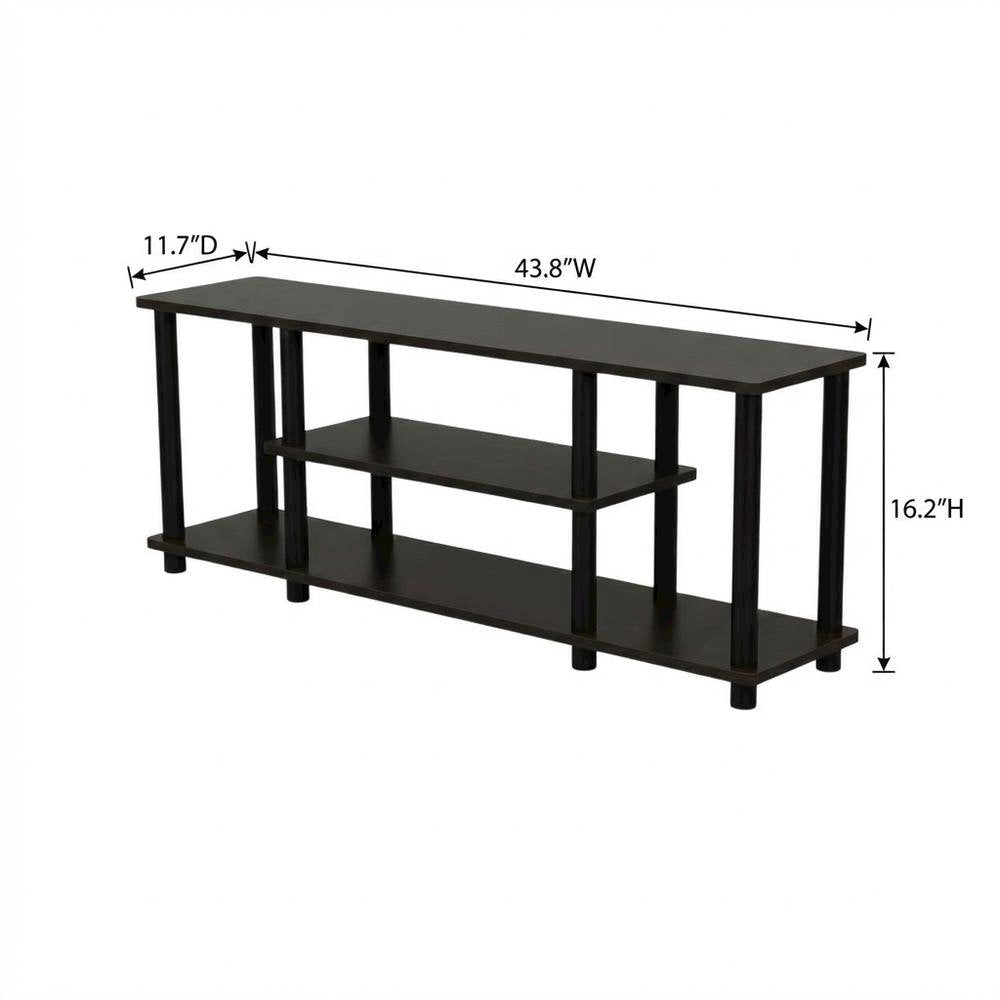 Walnut TV Stand with 3-Tier Open Storage and Modern Design