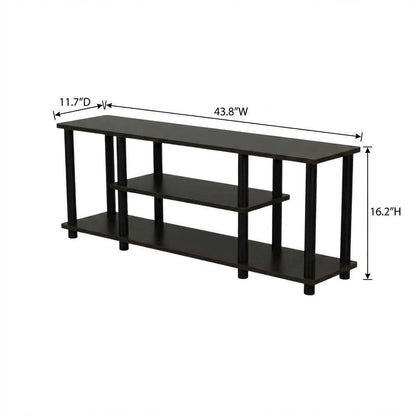 Walnut TV Stand with 3-Tier Open Storage and Modern Design