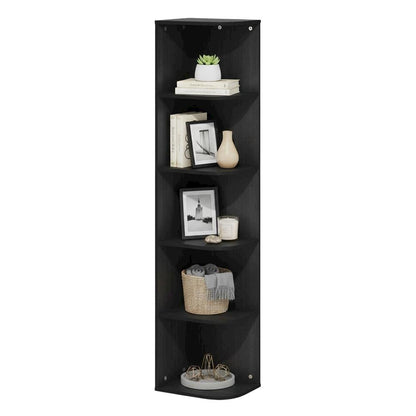 Blackwood 5-Tier Corner Open Shelf Bookcase with Spacious Storage