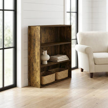 Amber Pine 3-Tier Open Shelf Bookcase with Modern Design, Durable Wood Material