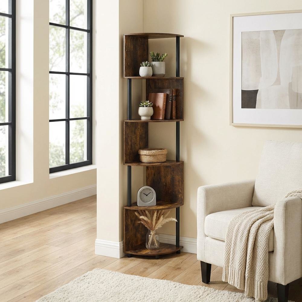 Wooden Bookcase with Open Shelves and Sturdy Construction for Living Room Use