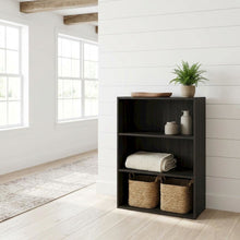 Wooden bookcase with a sleek design, durable construction, and open shelving