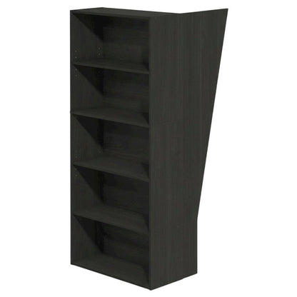 Espresso 5-Tier Bookcase with Adjustable Shelves, Tall Home Library Storage