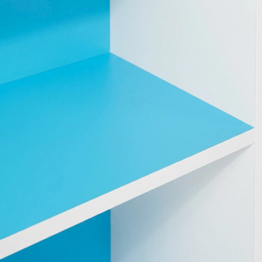 Light Blue 2-Tier Open Shelf Bookcase with Wooden Construction