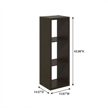 Wooden bookcase with open shelving and sturdy construction